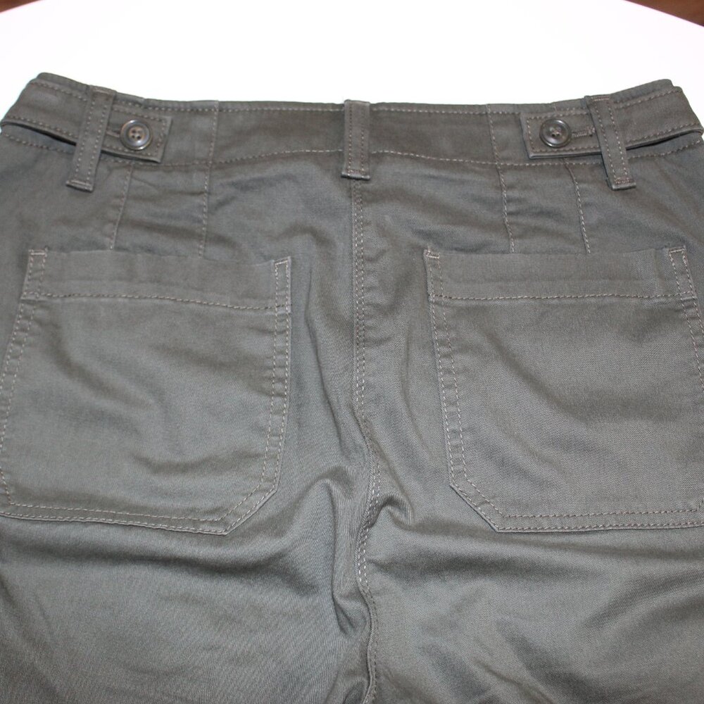 Talbots Crop Pants Size 6P Green High Rise Patch Pockets Stretch Cotton Utility - Picture 10 of 11